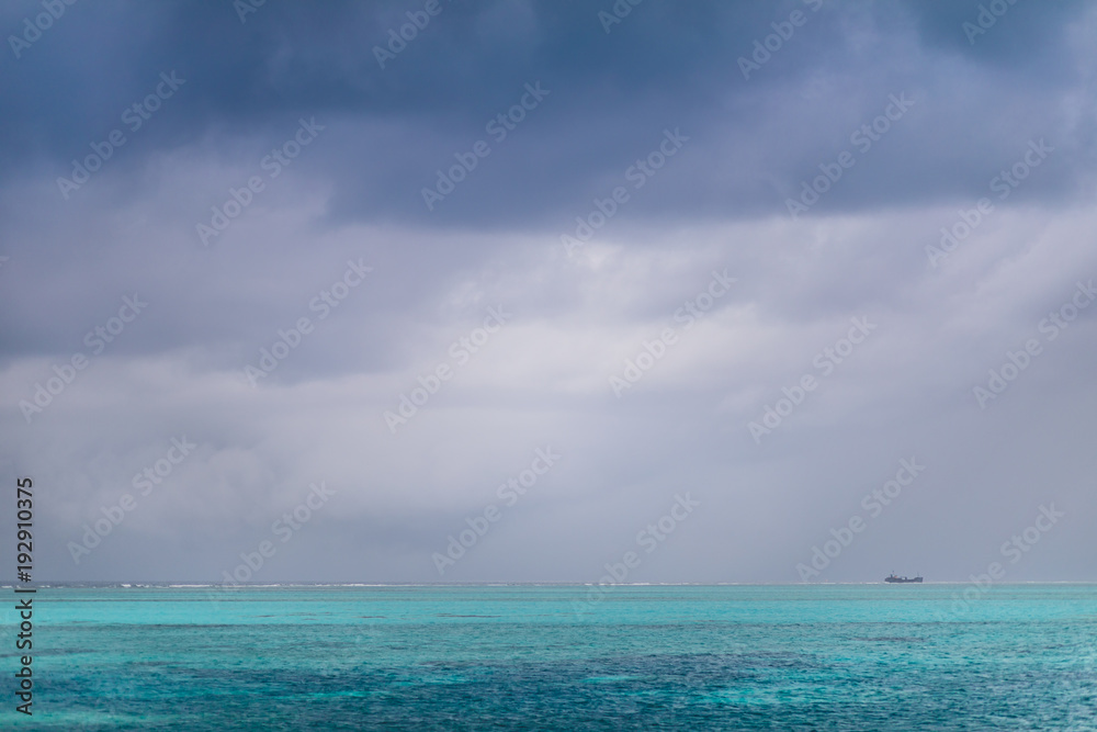 Overcast Caribbean Sky and Corals from Elevated View