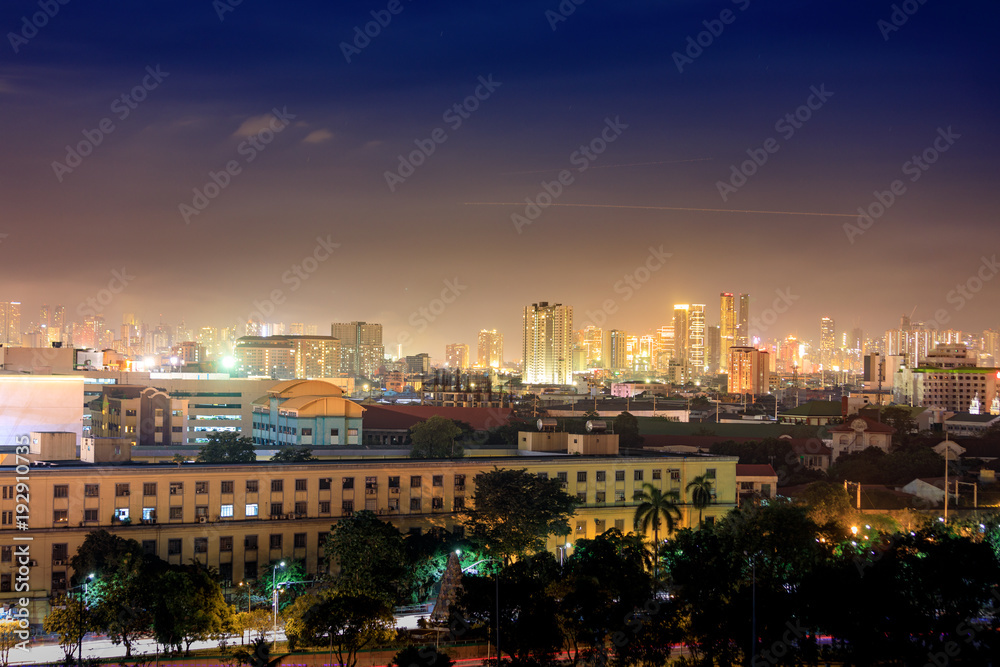 Skyline of Manila City with sunset