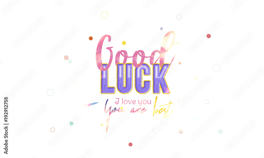 Good Luck banner for the website. Banner with font combination on the colour background and realistic fire Good Luck banner for the website. Banner with font combination on the colour background and realistic fire