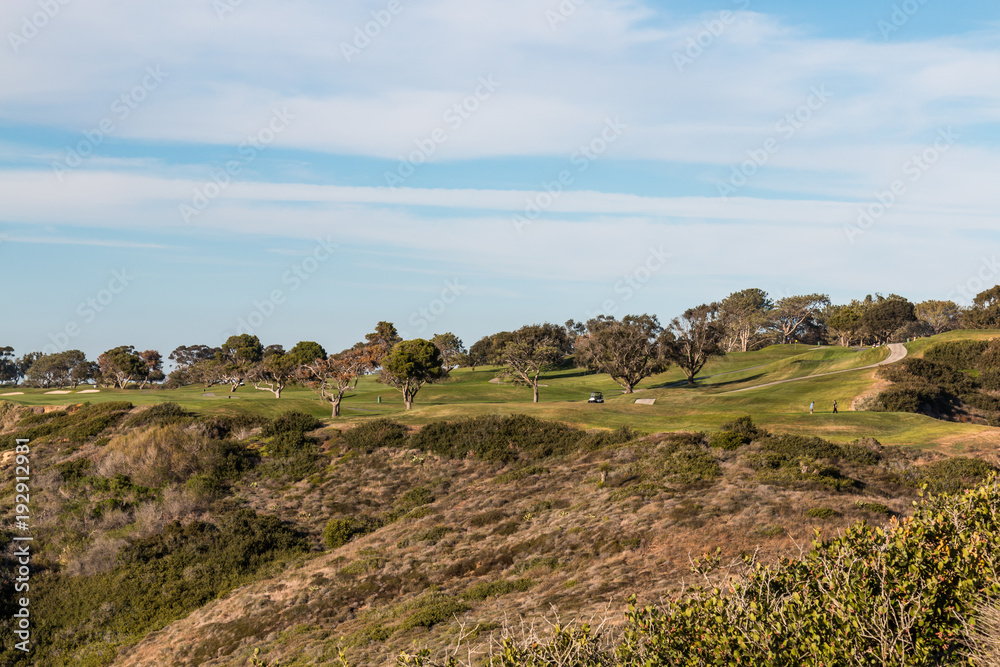 A golf course in Torrey Pines in La Jolla, California, located in San Diego County. 