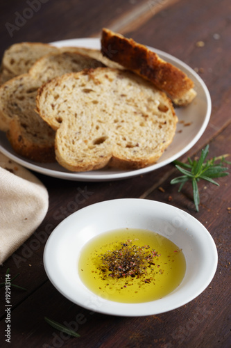bread with olive oil.