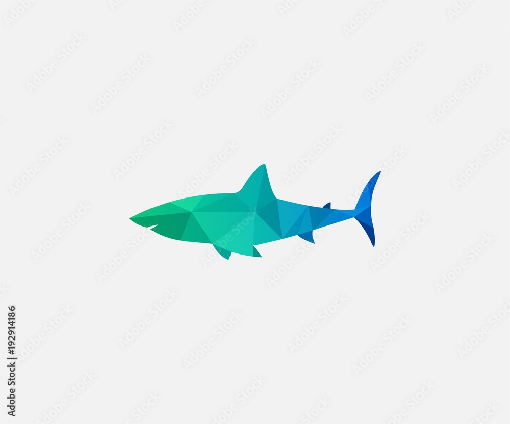 shark logo vector. low poly logo design template