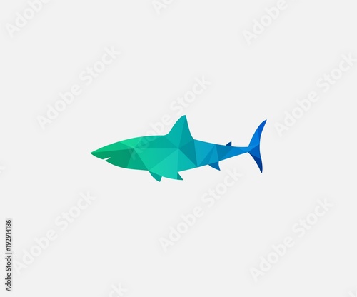 shark logo vector. low poly logo design template