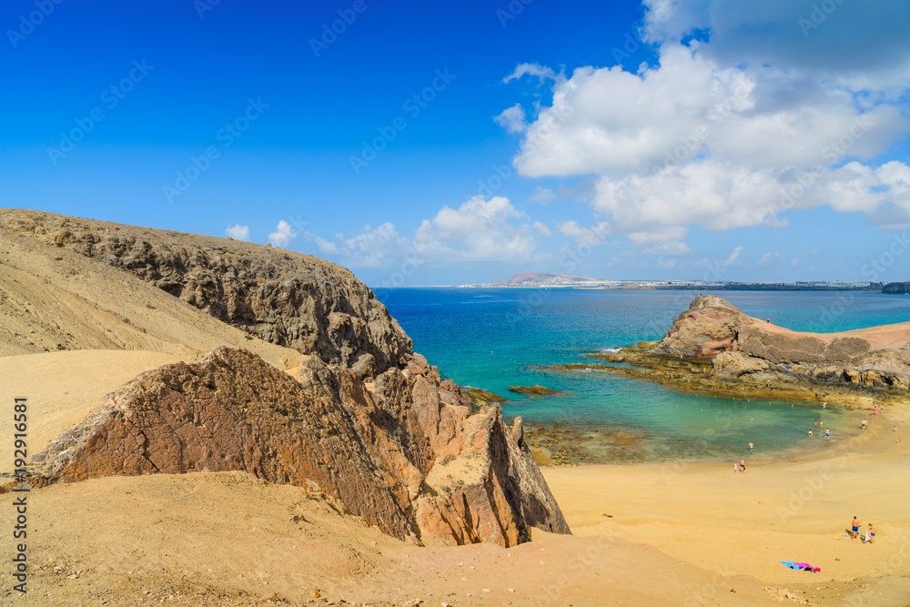 Incredible views of the beach of Papagayo. Lanzarote. Canary Islands. Spain