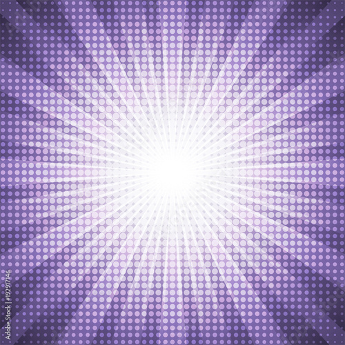 White dots halftone with ultra violet purple abstract star burst abstract background concept
