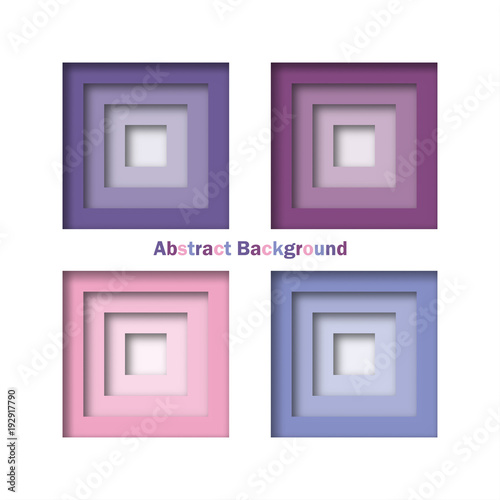 Abstract four 3d purple square in paper cut concept for Background idea graphic design vector