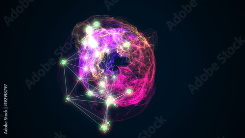 abstract energy ball rotating on black background 3d illustration