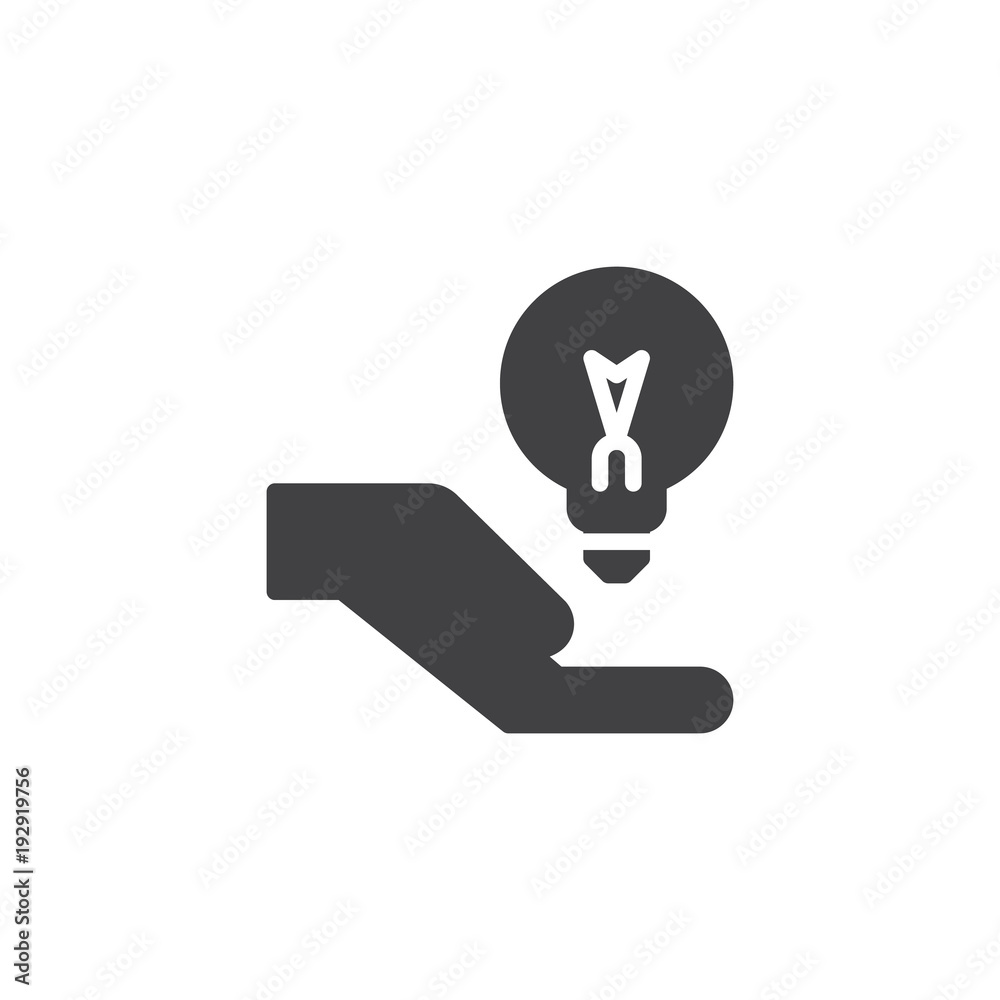 Hand hold light bulb vector icon. filled flat sign for mobile concept and web design. Lamp simple solid icon. Sharing idea symbol, logo illustration. Pixel perfect vector graphics Hand hold light bulb vector icon. filled flat sign for mobile concept and web design. Lamp simple solid icon. Sharing idea symbol, logo illustration. Pixel perfect vector graphics