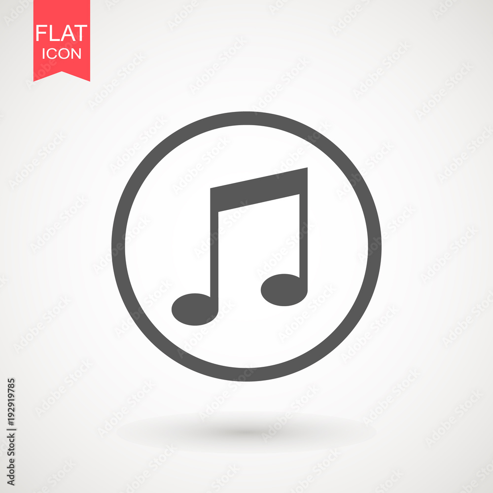 Note flat vector icon. Music sign symbol Note flat vector icon. Music sign symbol