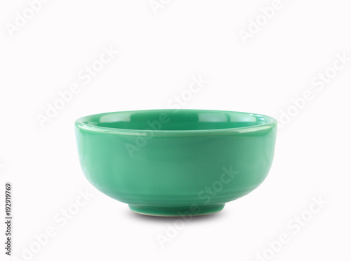 Green Japanese style plate or vintage bowl isolated on white background.