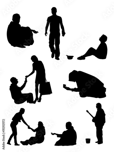 Silhouette of beggar. Good use for symbol, logo, web icon, mascot, sign, or any design you want.