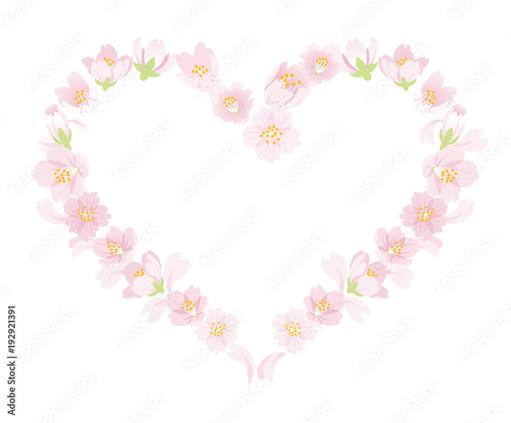 Heart shaped frame created by Cherry blossom flowers