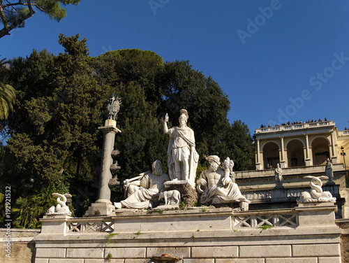 Fountain of Dea di Roma on the Piazza del Popolo in Roma, Italy