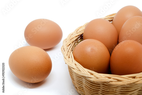 Eggs in the wicker basket o...