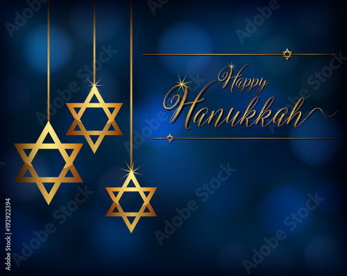 Card template for hanukkah with star ornaments