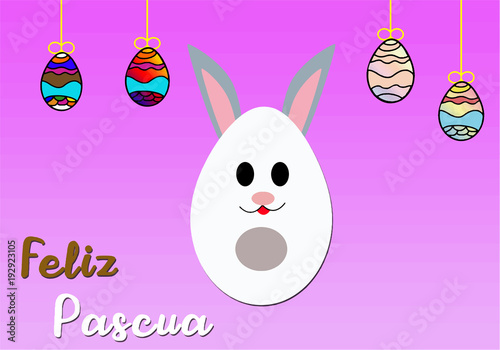 Feliz pascua conejo hecho de un huevo de chocolate vector