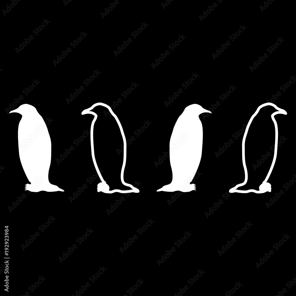 Obraz premium Penguin icon set white color illustration flat style simple image