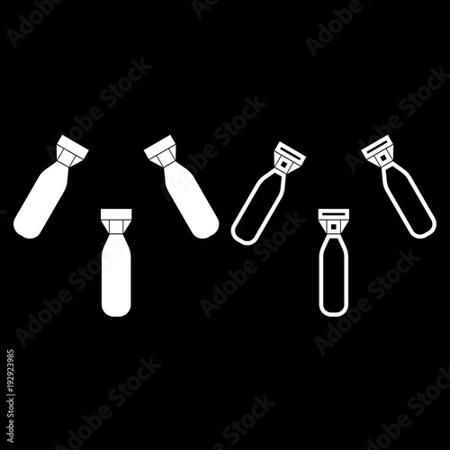 Military air bomb icon set white color illustration flat style simple image