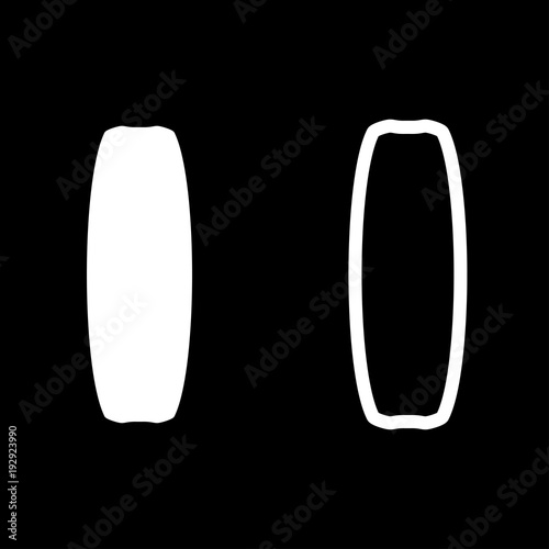 Board for kiteboard sport icon set white color illustration flat style simple image