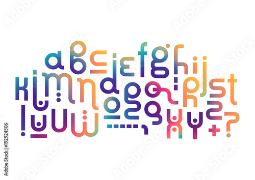 Vector lowercase modern alphabet. Rounded fluid gradient font for logotype creation. photo