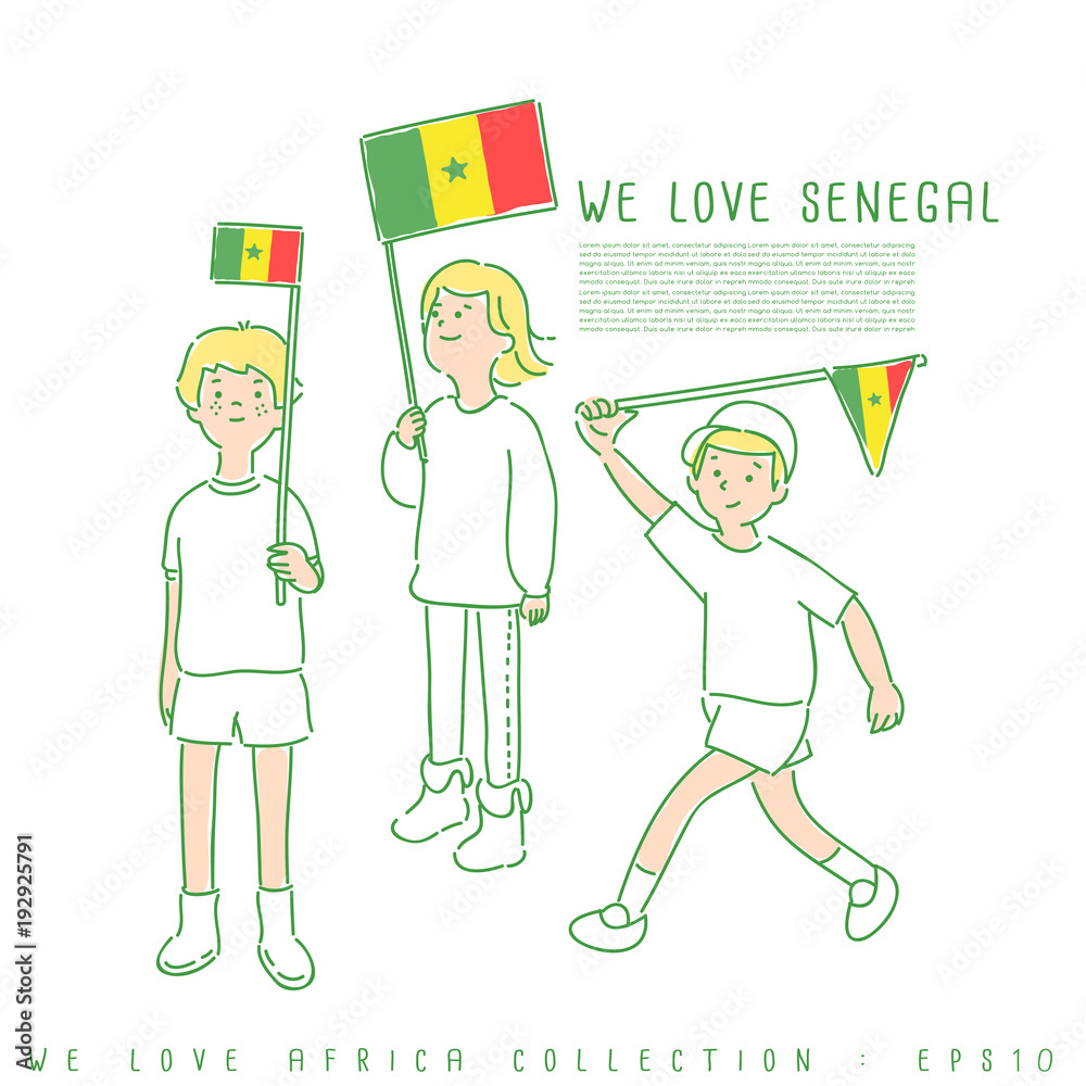 Boy and Girl Holding National Flag : Vector Illustration Boy and Girl Holding National Flag : Vector Illustration