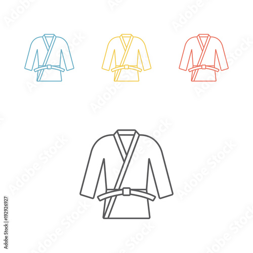 Karate or judo uniform. Kimono line icon