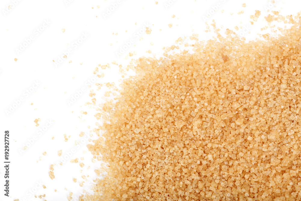 brown sugar isolated on white background with copy space for your text. Top view. Flat lay brown sugar isolated on white background with copy space for your text. Top view. Flat lay