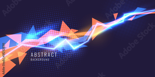 Abstract background with neon lines and triangle.