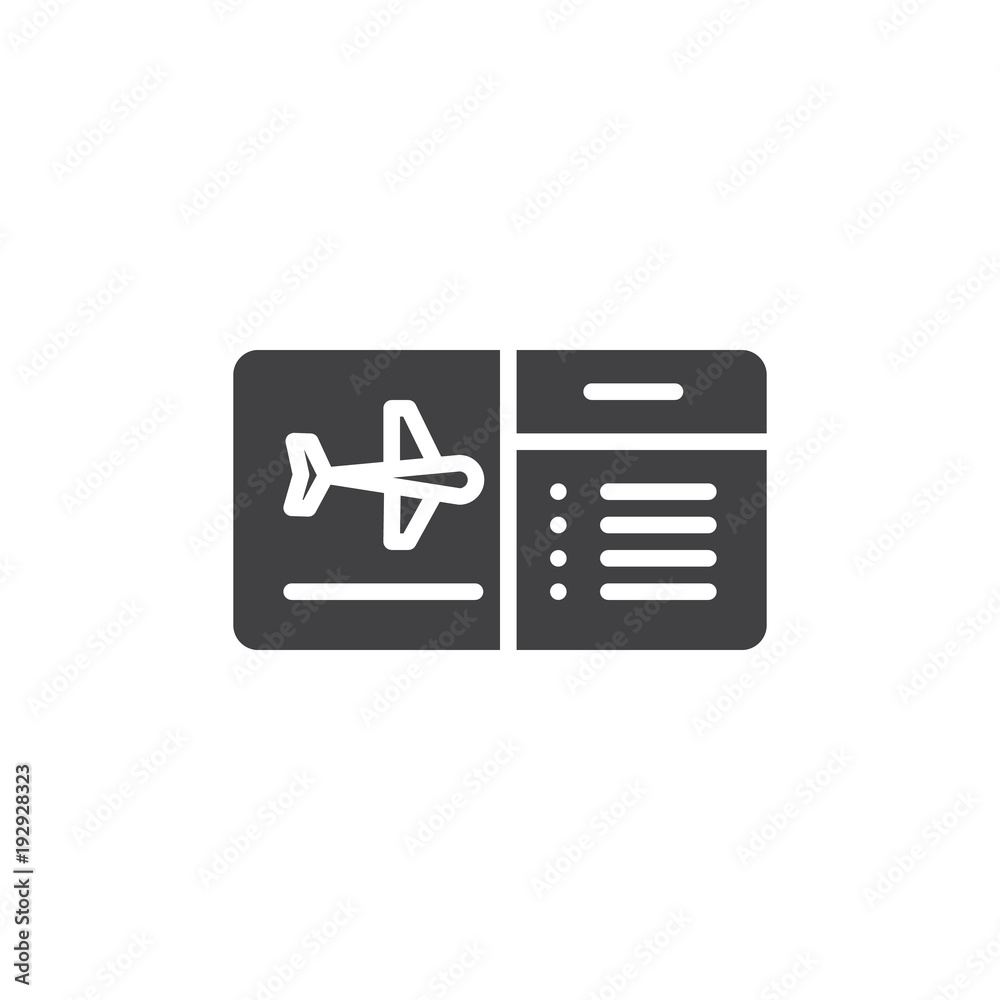 Air ticket vector icon. filled flat sign for mobile concept and web design. Flight ticket simple solid icon. Symbol, logo illustration. Pixel perfect vector graphics Air ticket vector icon. filled flat sign for mobile concept and web design. Flight ticket simple solid icon. Symbol, logo illustration. Pixel perfect vector graphics