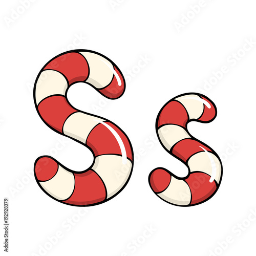 Hand drawn vector candy cane letter S