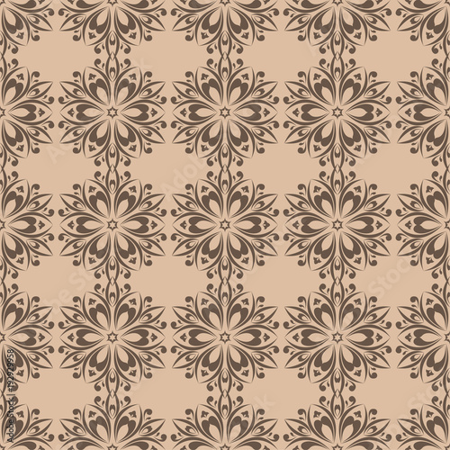 Brown and beige floral seamless pattern