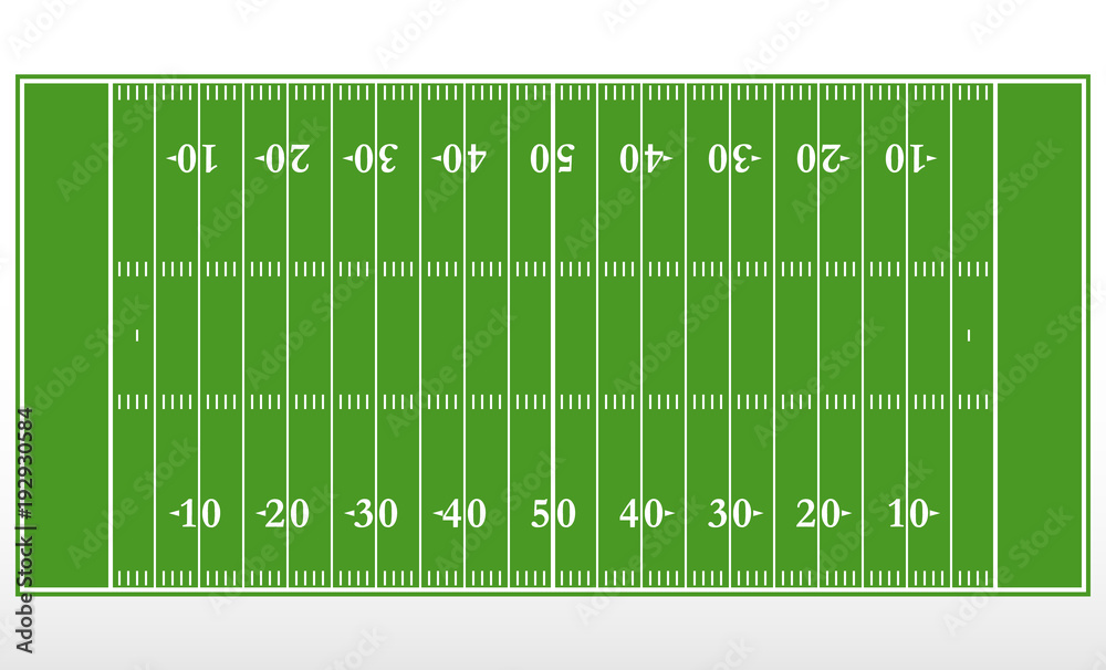 Naklejka Znaczniki futbolu amerykańskiego. Zarys linii na amerykańskim zielonym boisku piłkarskim.