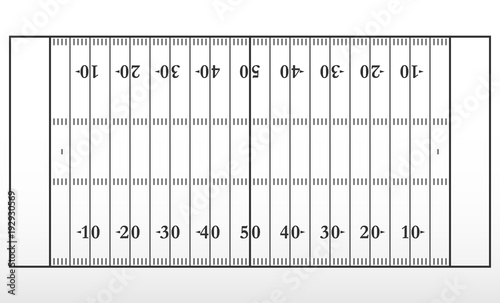 American football field markup. Outline of lines on an American football field.