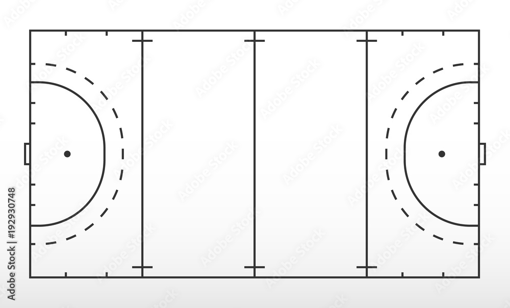Field hockey markup. Outline of lines on field hockey. Stock Vector