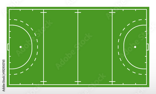 Field hockey markup. Outline of lines on field hockey. Green field hockey.