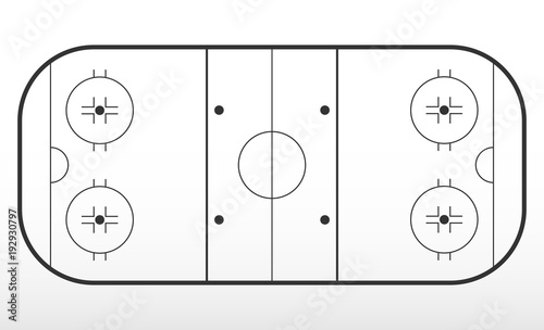 Hockey rink markup. Outline of lines on an ice hockey rink.
