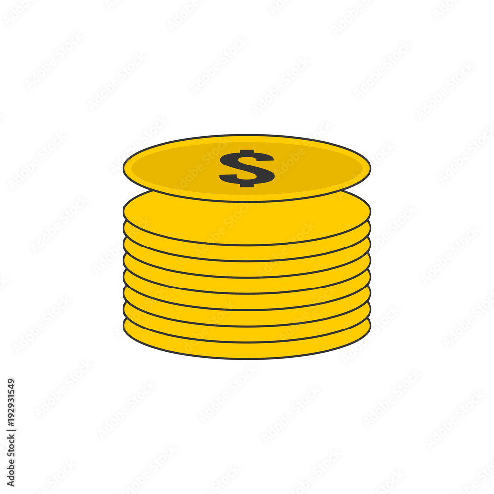 Coin Stack Vector Outline Icon Illustration Coin Stack Vector Outline Icon Illustration