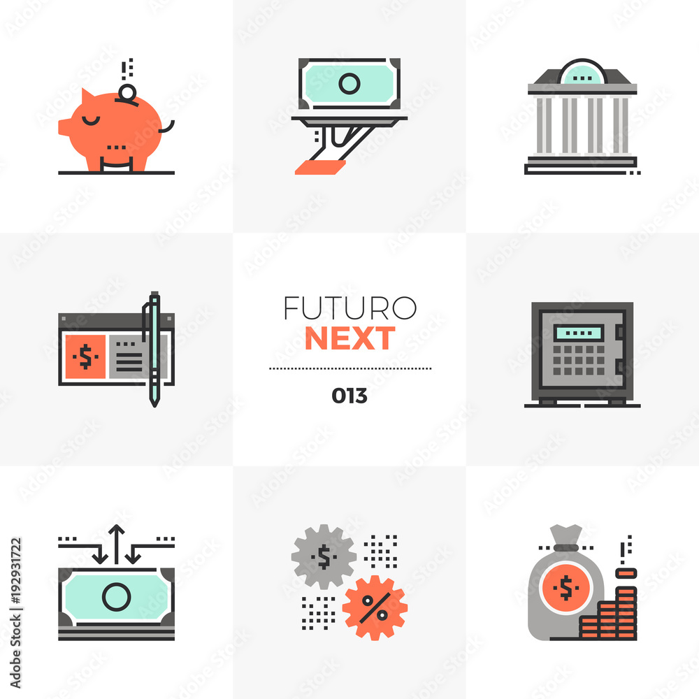 Banking Services Futuro Next Icons Stock Vector | Adobe Stock