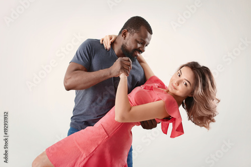 Cute interracial couple dan...