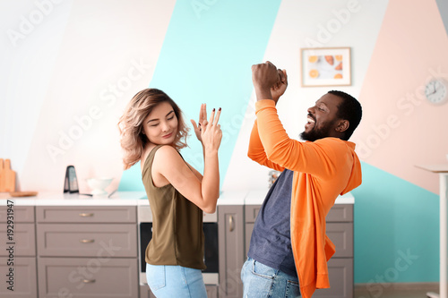 Cute interracial couple dan...