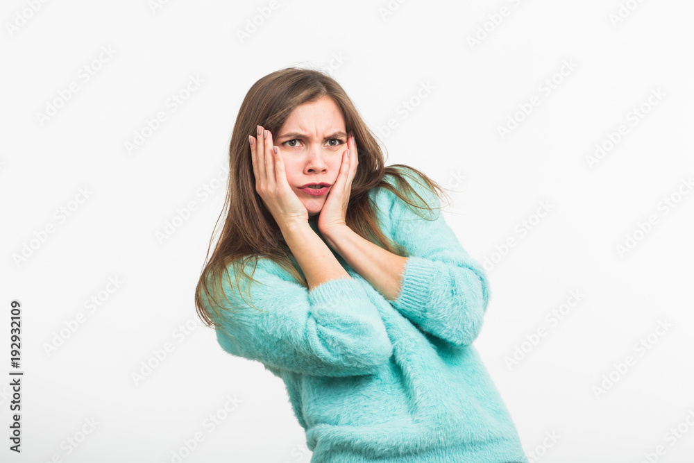 Concerned scared woman Concerned scared woman
