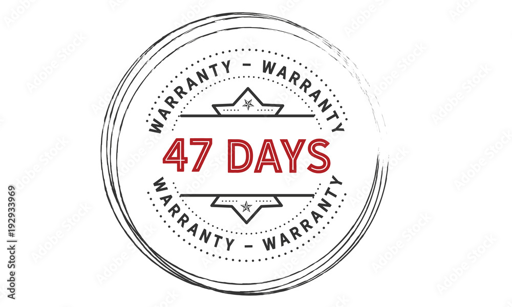 47 days warranty icon vintage rubber stamp guarantee