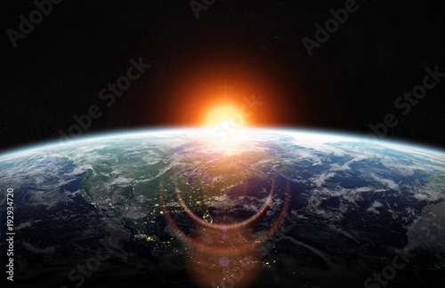 Fototapeta Naklejka Na Ścianę i Meble -  View of blue planet Earth in space 3D rendering elements of this image furnished by NASA