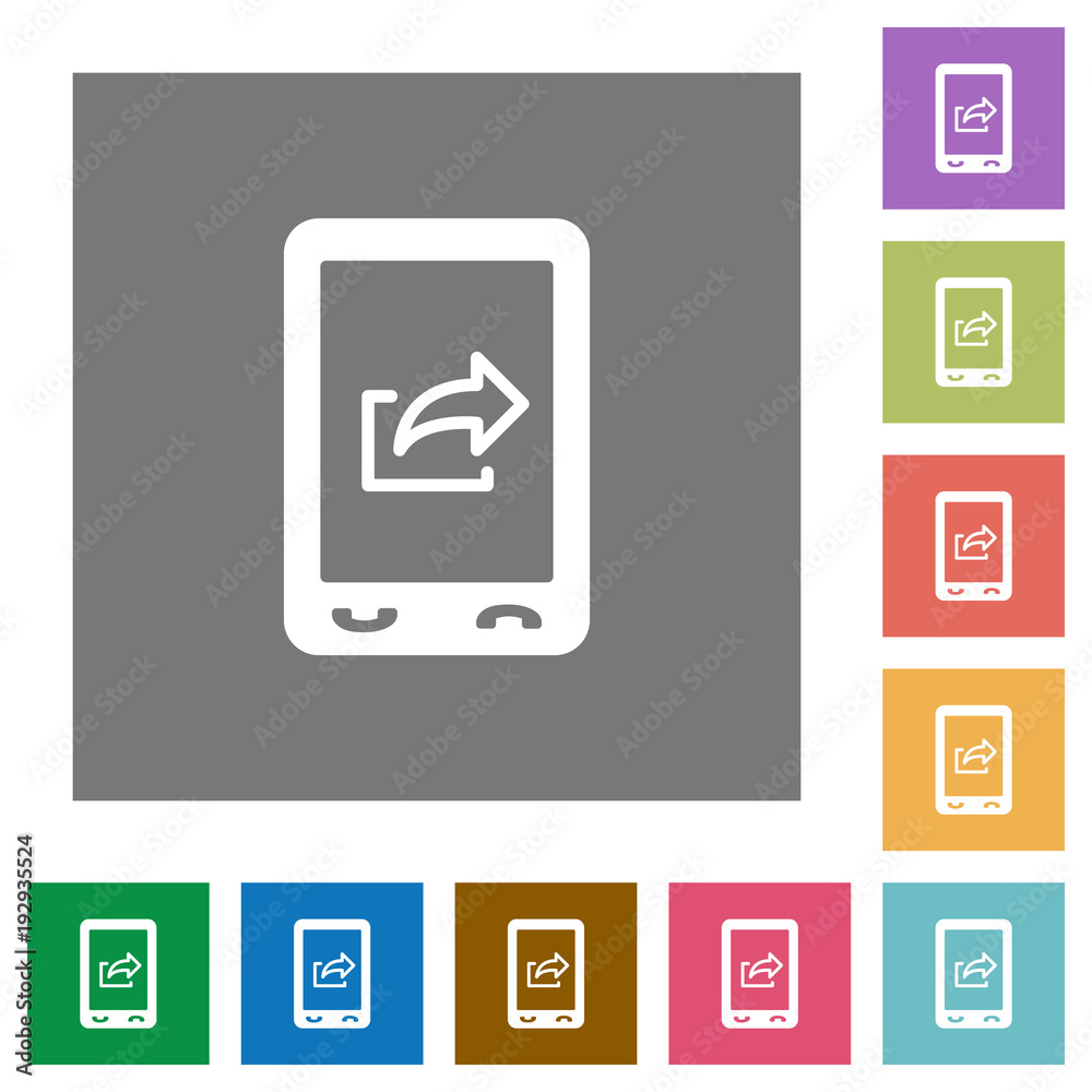 Mobile export data square flat icons Mobile export data square flat icons