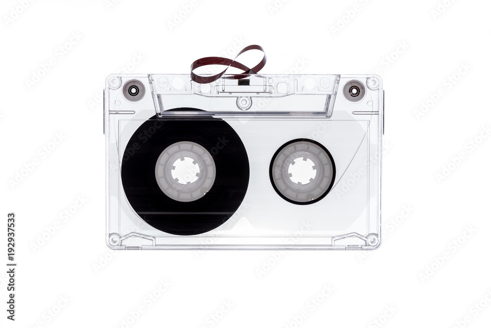 Magnetic tape. Audio tape cassette isolated on white background. 