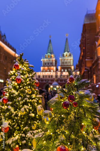 Christmas tree on Red square in Moscow Russia
