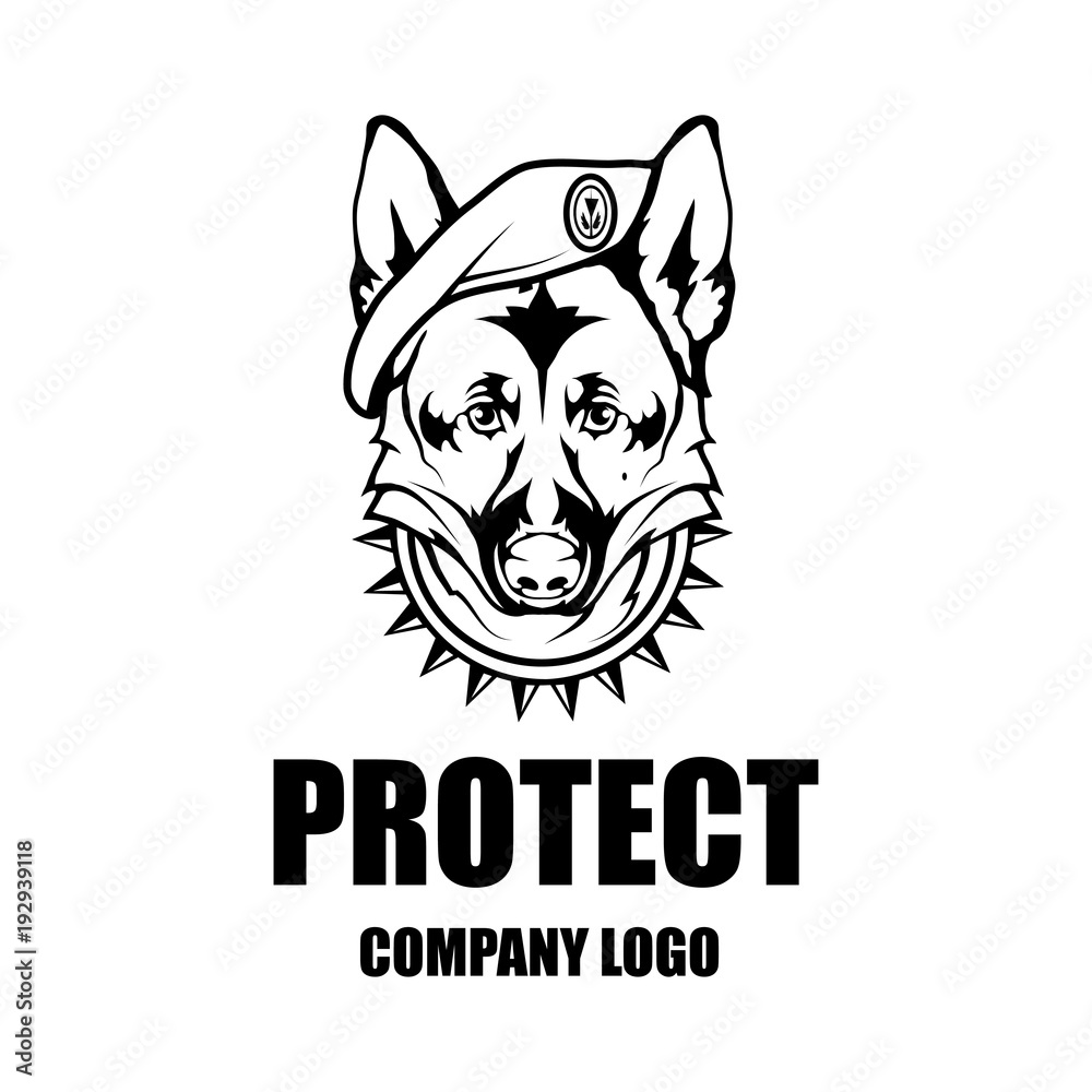 Fototapeta premium Security company vector logo design template. Protection logo.Dog in uniform. Logo icon design.