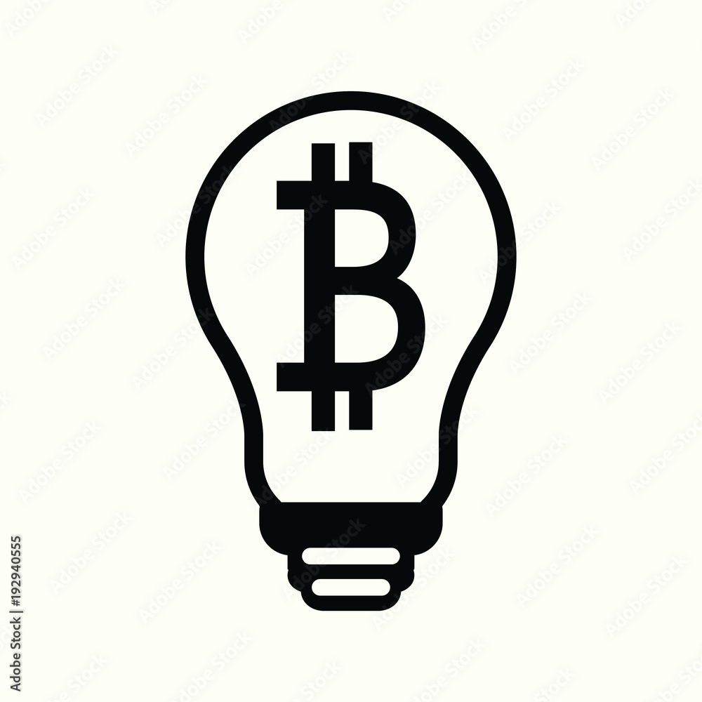 symbol bitcoin light bulb Icon on white background.Vector Illustration. symbol bitcoin light bulb Icon on white background.Vector Illustration.