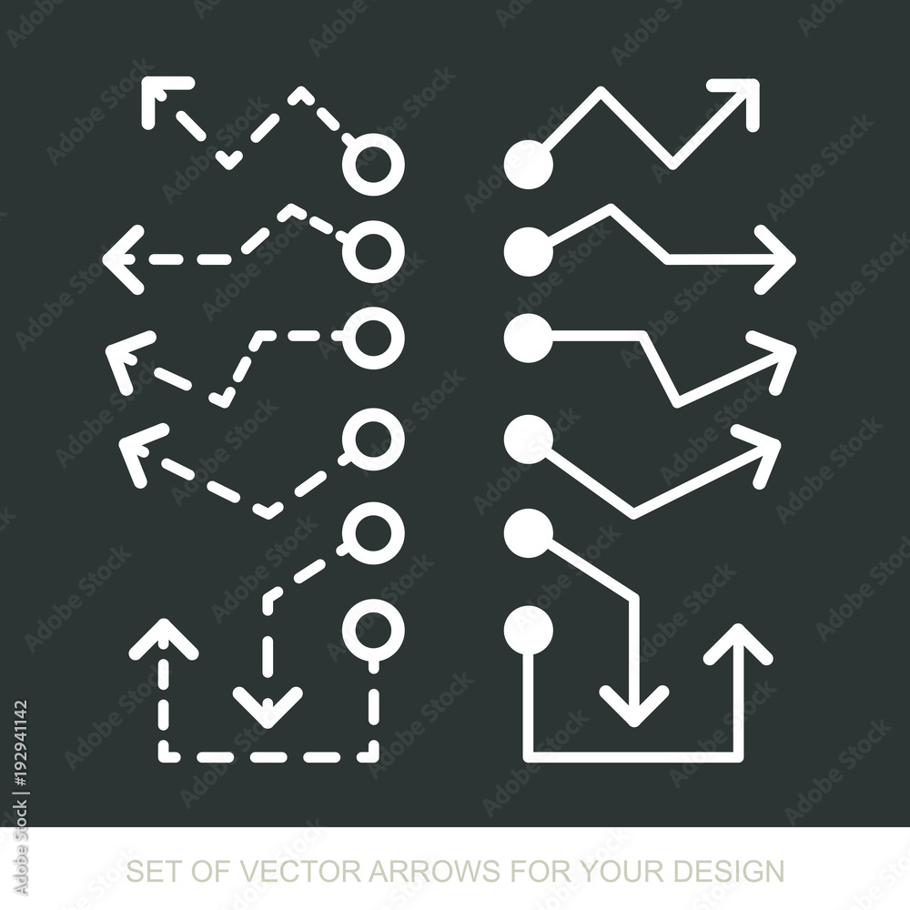 Different black Arrows icons, vector set. Abstract elements for business infographic. Up and down trend. Illustrations for Web Design Different black Arrows icons, vector set. Abstract elements for business infographic. Up and down trend. Illustrations for Web Design
