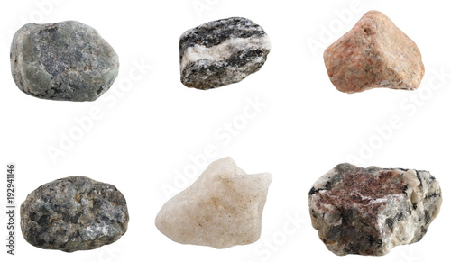 Set of stones of different breeds isolated on white background. © olgapkurguzova